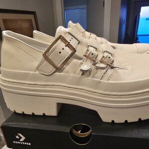 CONVERSE Chuck Taylor All Star Lugged Heel Mary Jane Platform Luxe Leather SZ 7